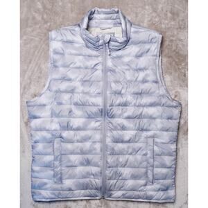 GAP Gray White Camouflage Camo Cold Control Full Zip Puffer Vest Mens Size L
